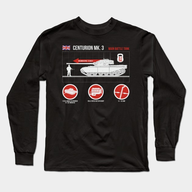 Infographic of Centurion MK.3 british tank on the dark Long Sleeve T-Shirt by FAawRay